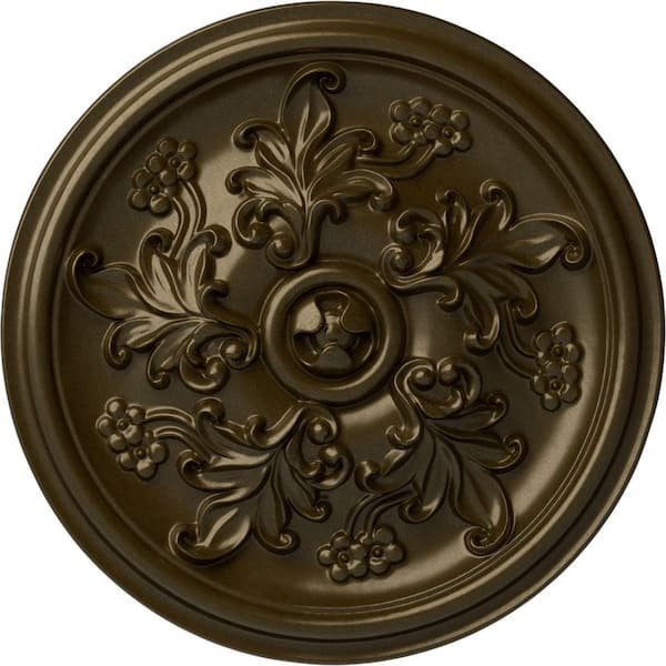 Ekena Millwork 14-1/2" x 2-3/4" Katheryn Urethane Ceiling Medallion (Fits Canopies upto 2-1/8"), Brass