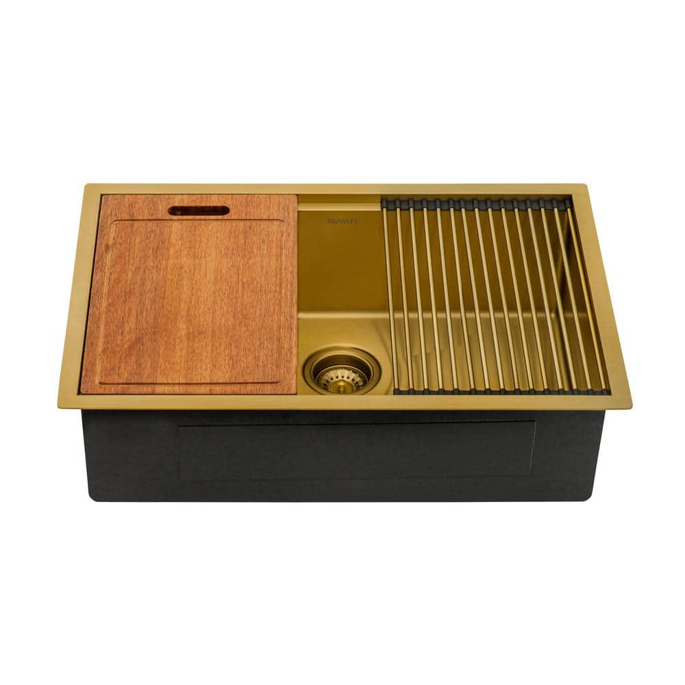 Matte Gold Stainless Steel 27" Workstation Undermount Kitchen Sink