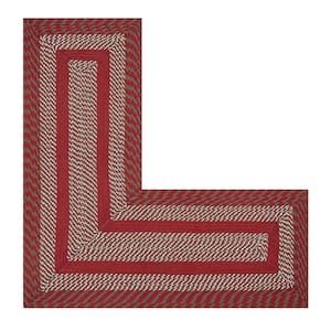 Newport Braid Collection Barn Red 20" x 48" x 48" L-Shape 100% Polypropylene Reversible Area Rug