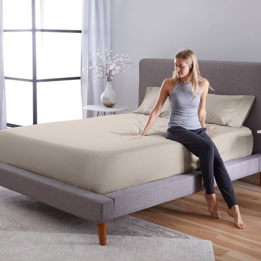 Medium Beige Full Bamboo Cotton Blend Sheet Set