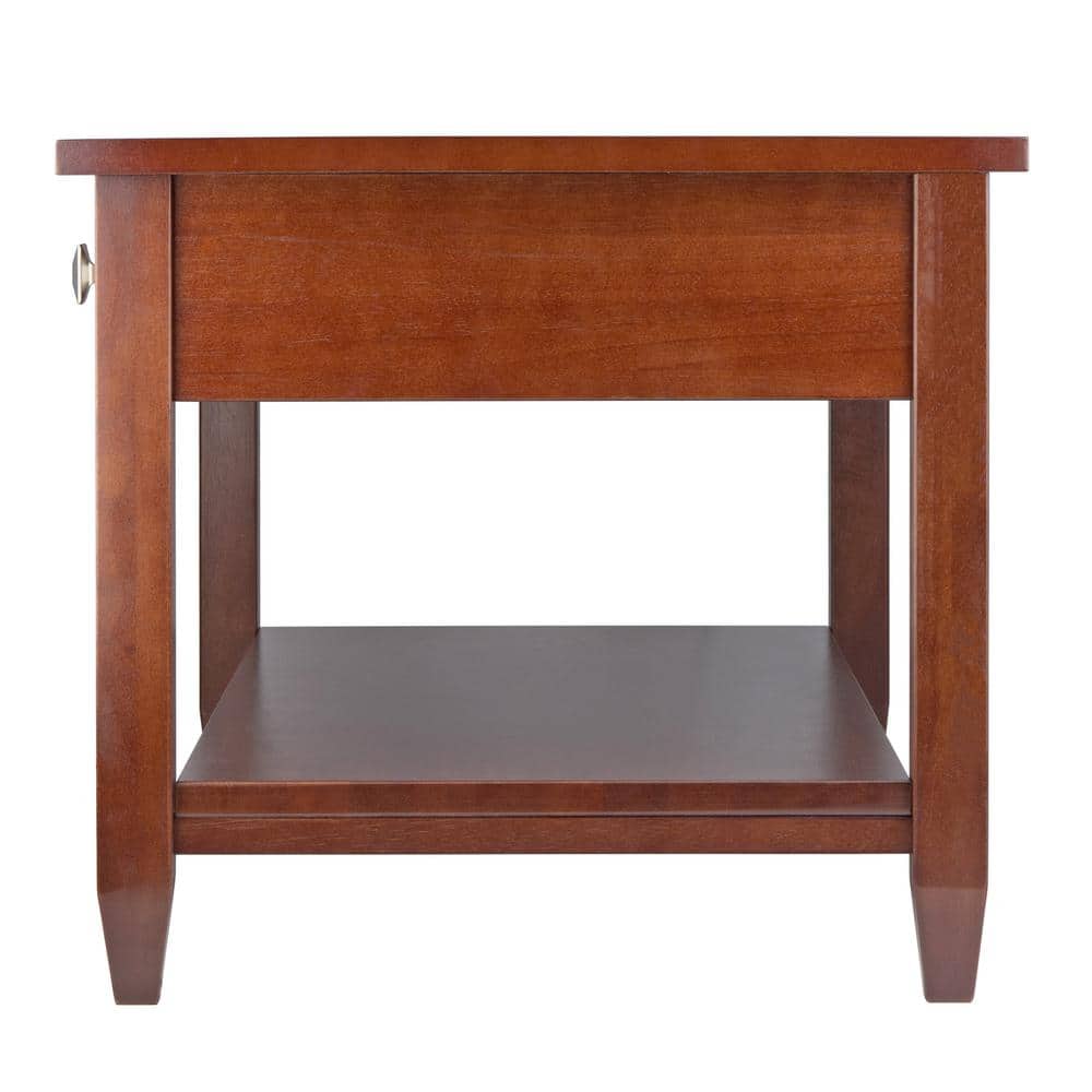 Walnut Rectangular Coffee Table with Drawer and Shelf