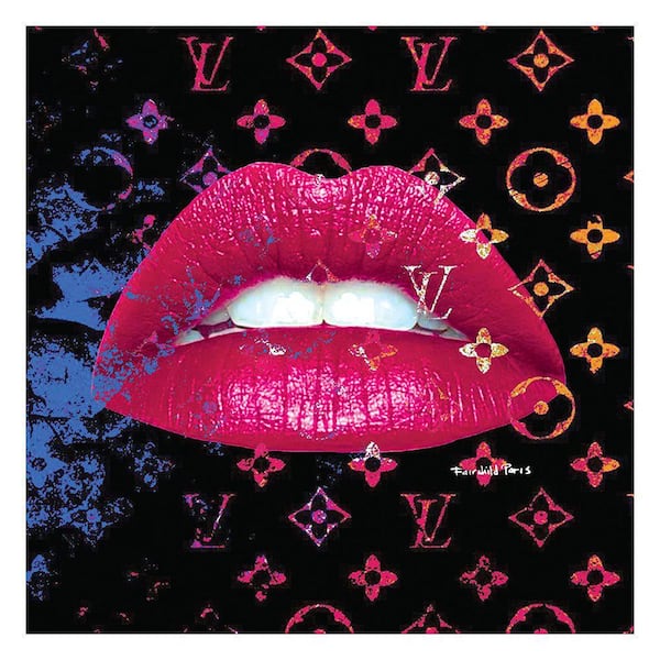 VENICE BEACH Collections Fashion Glam Sparkling Pink Lips by Fairchild Paris 1-Piece Unframed Abstract Poster Art Print 14 in. x 14 in.