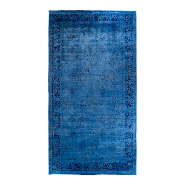 Overdyed Blue 8 ft 3 in x 16 ft 2 in Wool Indoor Area Rug