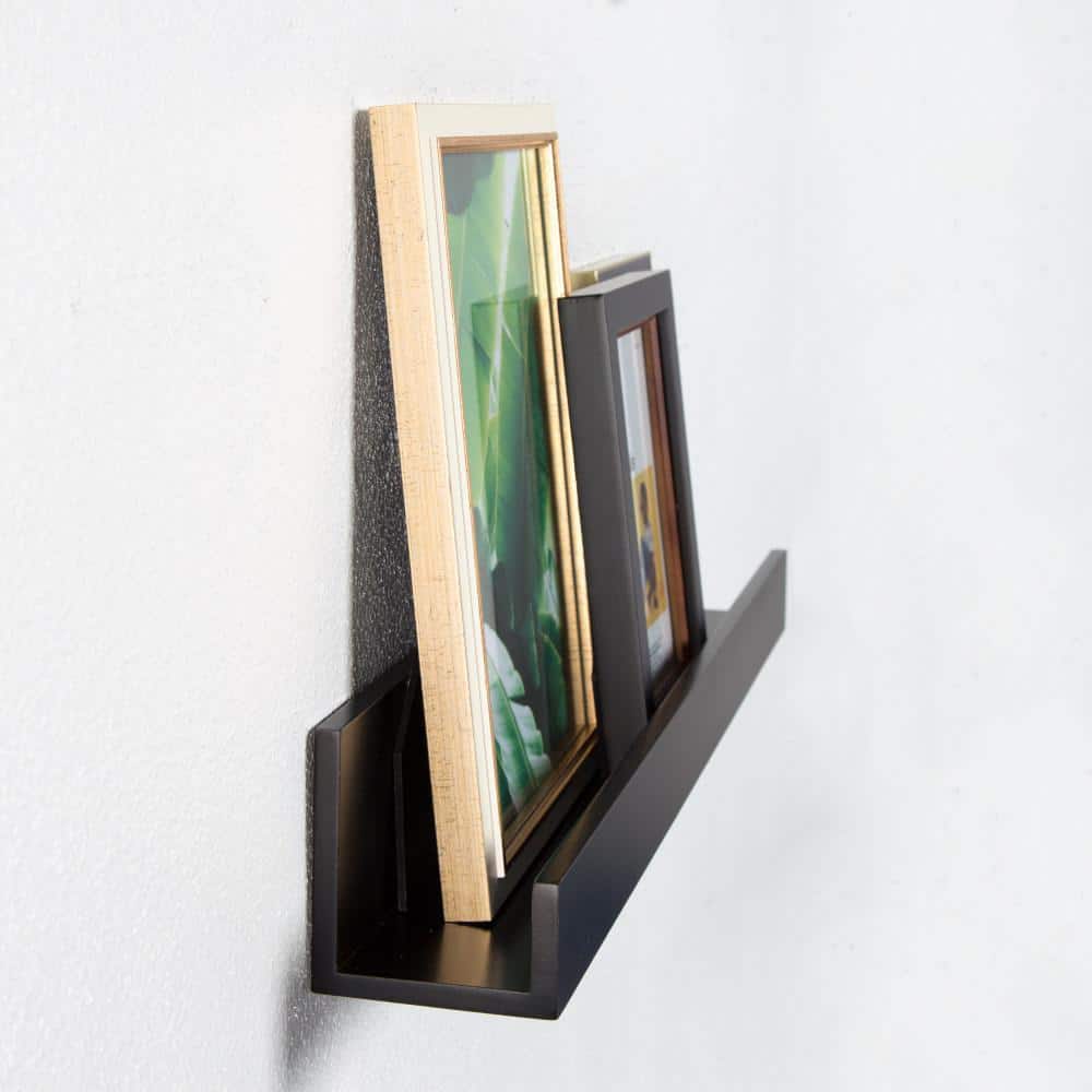 Sleek Black 24" Modern Floating Wall Shelf Set - 2 Pack