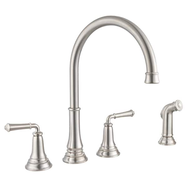 American Standard Delancey 2-Handle Standard Kitchen Faucet with Side Sprayer in Stainless Steel