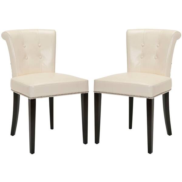 Safavieh Arion Flat Cream Leather Side Chair (Set of 2)