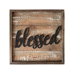 Farmhouse Blessed Wood Framed Wall Decorative Sign