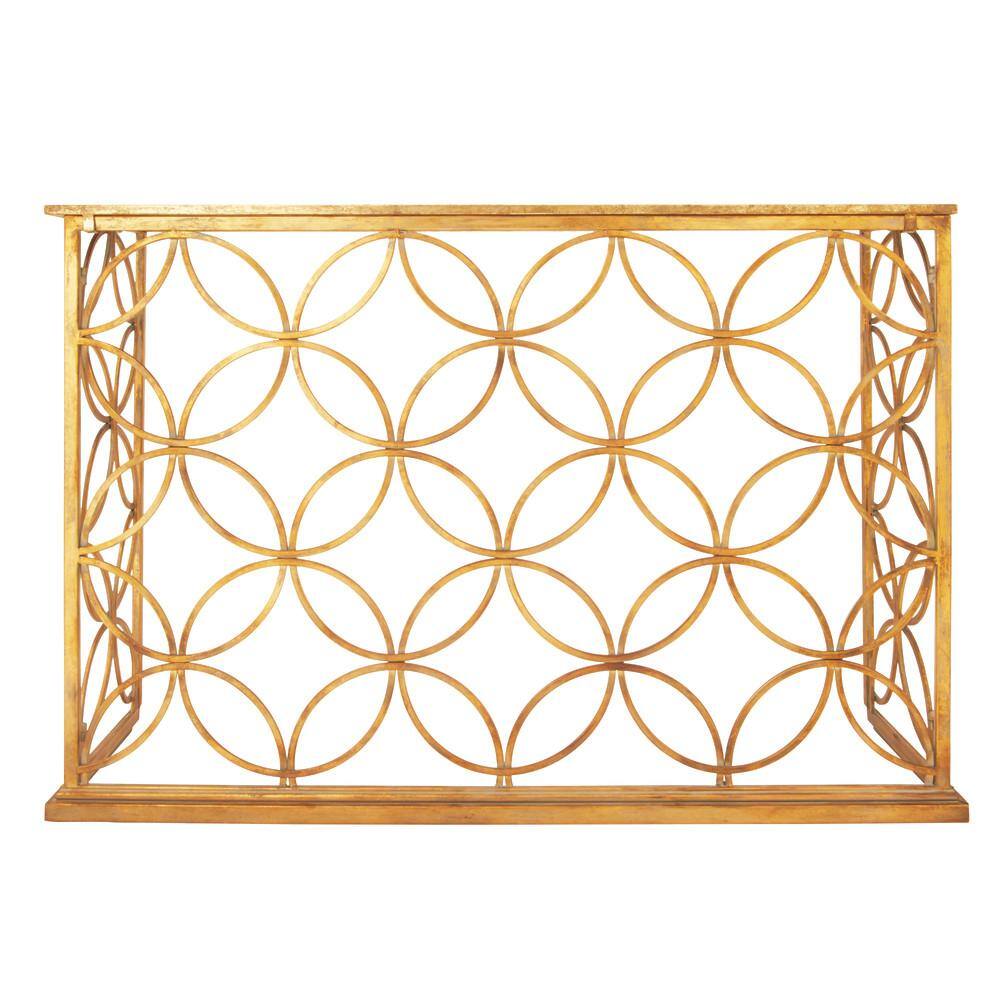 Elegant Gold Metal & Mirrored Glass Console Table, 47" x 32"