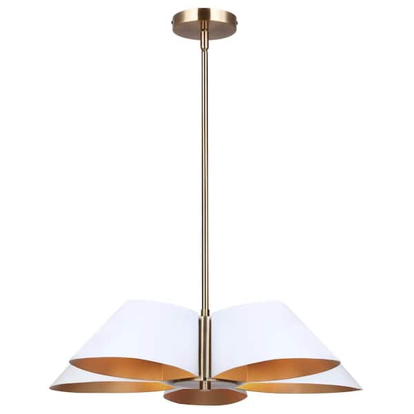 Daxton 5-Light Matte White and Gold Contemporary Chandelier for Dining Rooms and Living Rooms