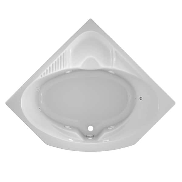 JACUZZI CAPELLA 55 in. x 55 in. Neo Angle Whirlpool Bathtub with Center Drain in White