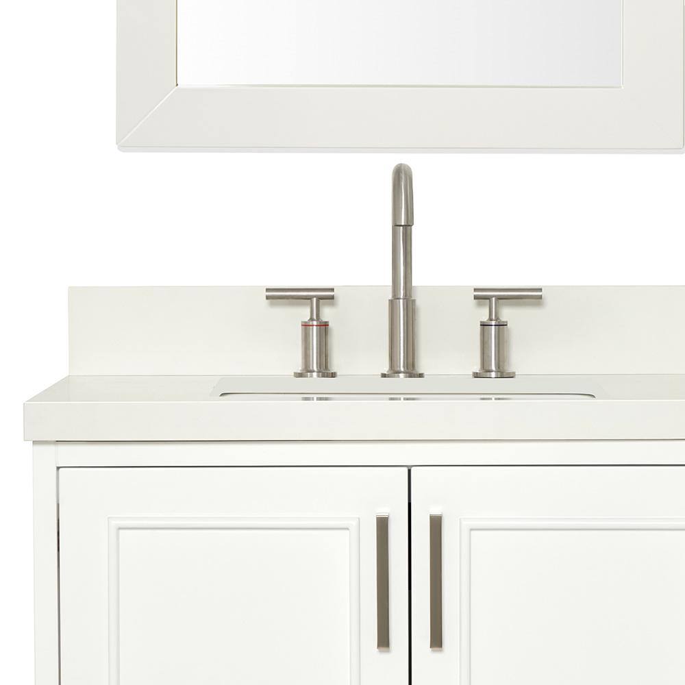 White Double Sink Vanity Set with Quartz Countertop and Mirrors
