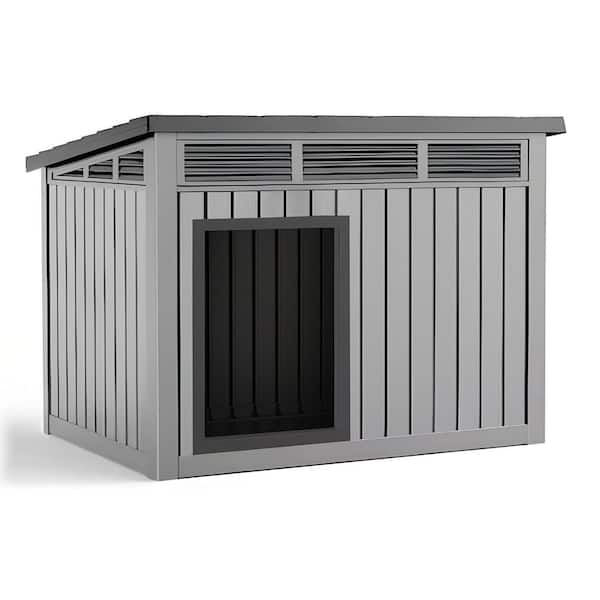 Classic Outdoor Deluxe Large Dog House, Slanted and Weather-Resistant Roof Dog Crate with Air Lever System, Open Roof