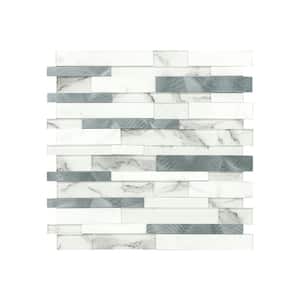 Denali Frost 12 in. x 0.16 in. x 12 in. Textured Glass Interlocking Mosaic Peel and Stick Tile (1 sq. ft./Each)