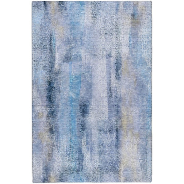 Dream Shag Premium Machine Washable Abstract ADS537 Blue 8 ft. x 10 ft. Area Rug