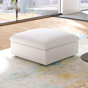 40.15 in. Barong Linen Fabric Upholstered Armless Coffee Table Ottoman Comfy Sofa for Apartment, White