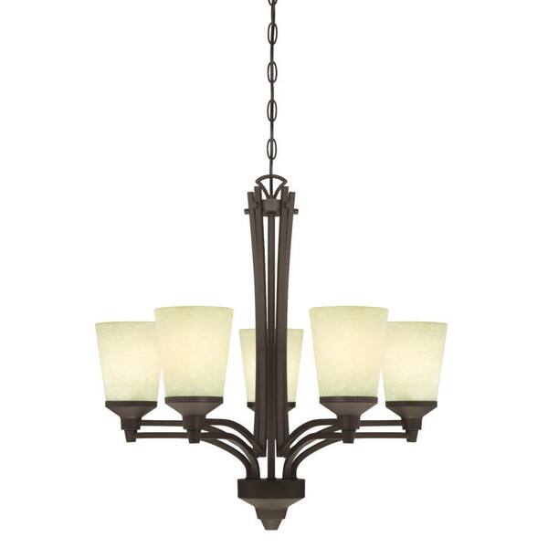 Westinghouse Malvern 5-Light Oil Rubbed Bronze Chandelier with Smoldering Scavo Glass Shades