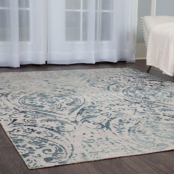 Patio Sofia Juniper Ivory/Blue 8 ft. x 10 ft. Medallion Indoor/Outdoor Area Rug