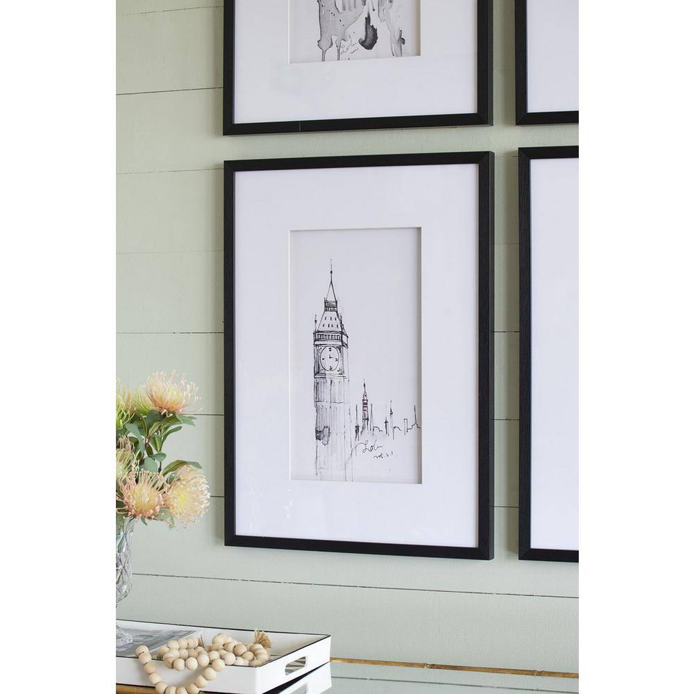 Black and White Architectural Framed Canvas Prints Set of 4