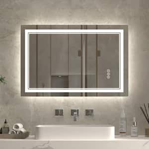 Exbritre 24 in. W x 36 in. H Rectangular Frameless Anti-Fog Wall Mount Bathroom Vanity Mirror in Silver