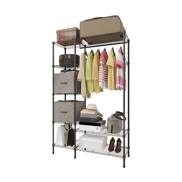 Karl home Black Iron Clothes Rack 45.28 in. W x 70.87 in. H