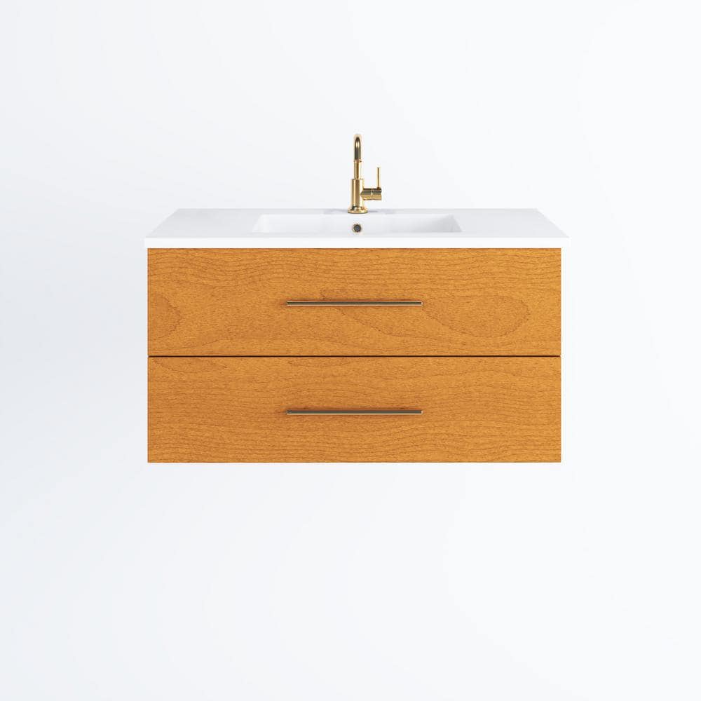 Napa 40 in. W x 20 in. D Single Sink Bathroom Vanity Wall Mounted in Pacific Maple with Acrylic Integrated Countertop price history on PriceWatchPro