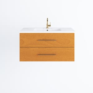 Napa 40 in. W x 20 in. D Single Sink Bathroom Vanity Wall Mounted in Pacific Maple with Acrylic Integrated Countertop