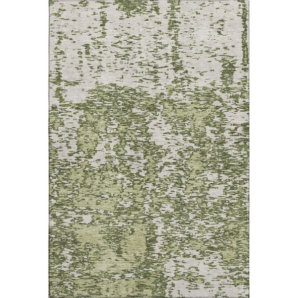 Mayfield Premium Machine Washable Abstract AMF946 Olive 9 ft. x 12 ft. Area Rug