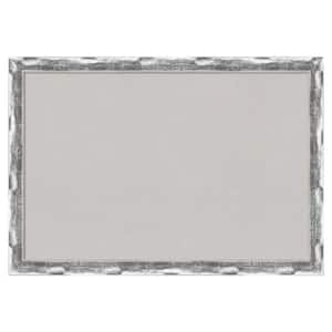 Scratched Wave Chrome Framed Grey Corkboard 26 in. x 18 in. Bulletin Board Memo Board