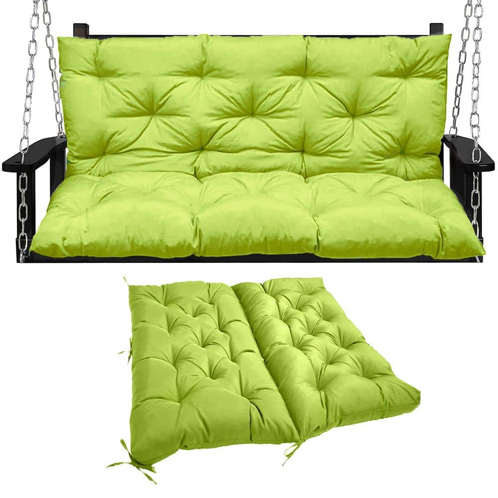 60 in. x 40 in. 3 Seater Replacement Outdoor Swing Cushions with Back Support Waterproof Bench Cushion Grass Green Grass Green 60inX40in The Home