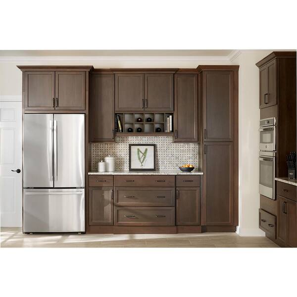 Diamond Express Jamestown 33-in W x 36-in H x 12-in D Colt Brown Wall Fully Assembled Plywood Cabinet (Recessed Panel Square Door Style)