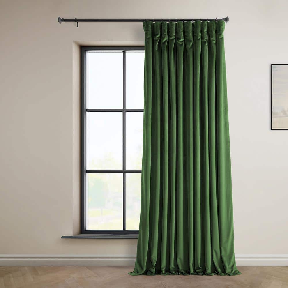 Eden Green 100W x 84L Plush Velvet Room Darkening Curtains