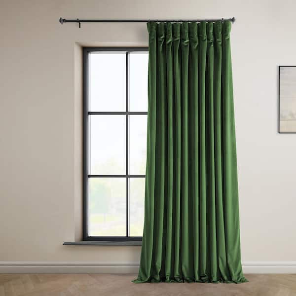 Exclusive Fabrics & Furnishings Eden Green Heritage Plush Velvet Extrawide Room Darkening Rod Pocket Curtain 100 in. W x 96 in. L (1-Panel)