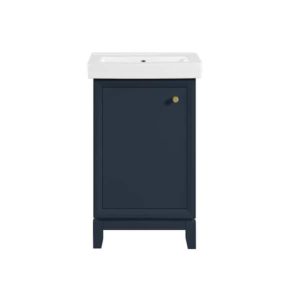 Norris 20 in. Single Sink Midnight Blue Bath Vanity with White Ceramic Top (Assembled)