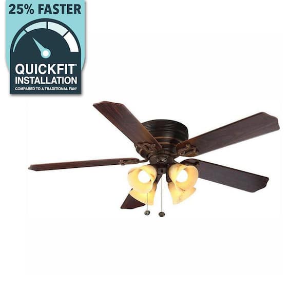 Hampton Bay Carriage House 52 in. Indoor LED Iron Ceiling Fan with Light Kit, Reversible Motor and Reversible Blades