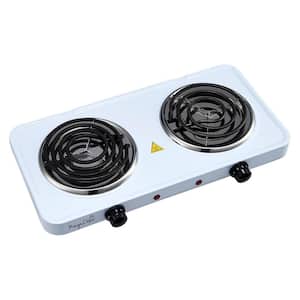 Portable 2-Burner 5.5 in. White Hot Plate with Temperature Control