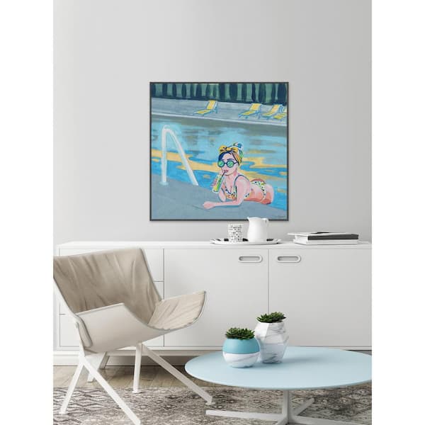 Unbranded 12 in. H x 12 in. W "Bow in the Pool" by Parvez Taj Framed Canvas Wall Art