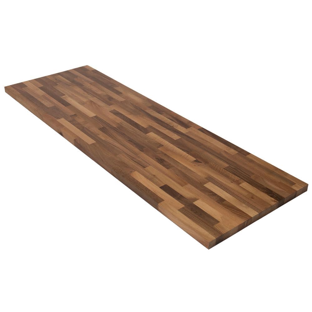 HARDWOOD REFLECTIONS 10 ft. L x 25 in. D Unfinished Walnut Solid Wood Butcher Block Countertop With Square Edge 1525HDBW-120