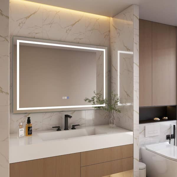 36 in. W x 48 in. H Frameless Rectangular LED Light Bathroom Vanity Mirror
