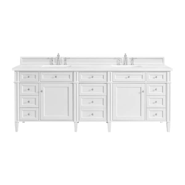 James Martin Vanities Brittany 84.0 in. W x 23.5 in. D x 34.0 in. H Double Bathroom Vanity Cabinet in Bright White with White Zeus Quartz Top