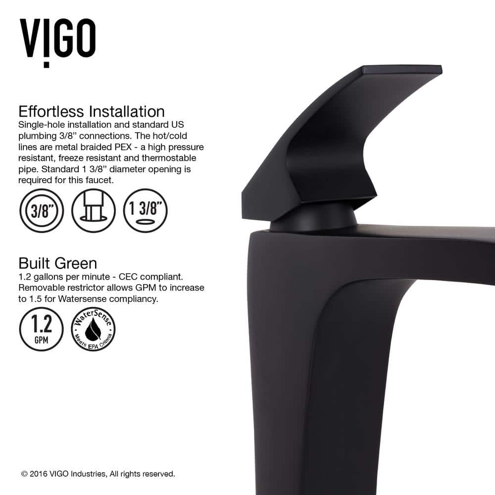 Modern Matte Black Brass Vessel Sink Faucet with Ceramic Disc Valve