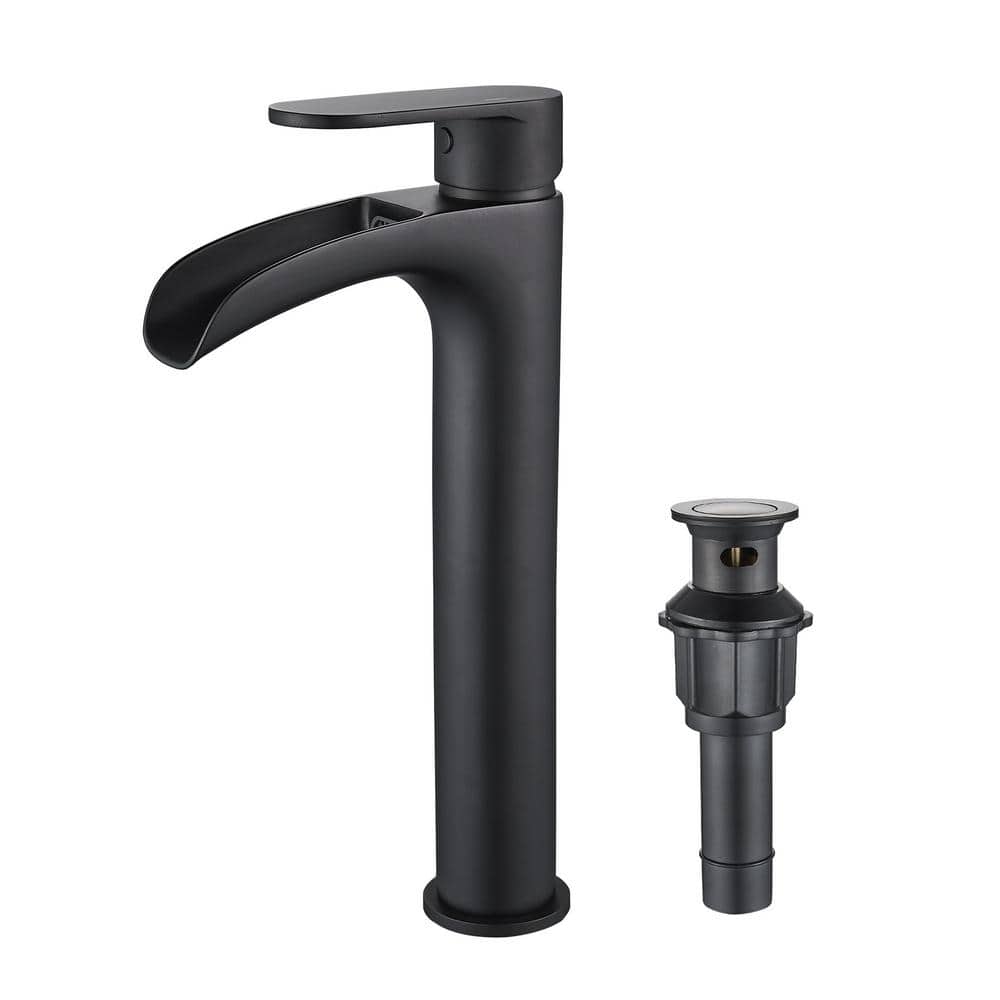 Single Handle Single Hole Bathroom Waterfall Faucet with Metal Pop-Up Drain