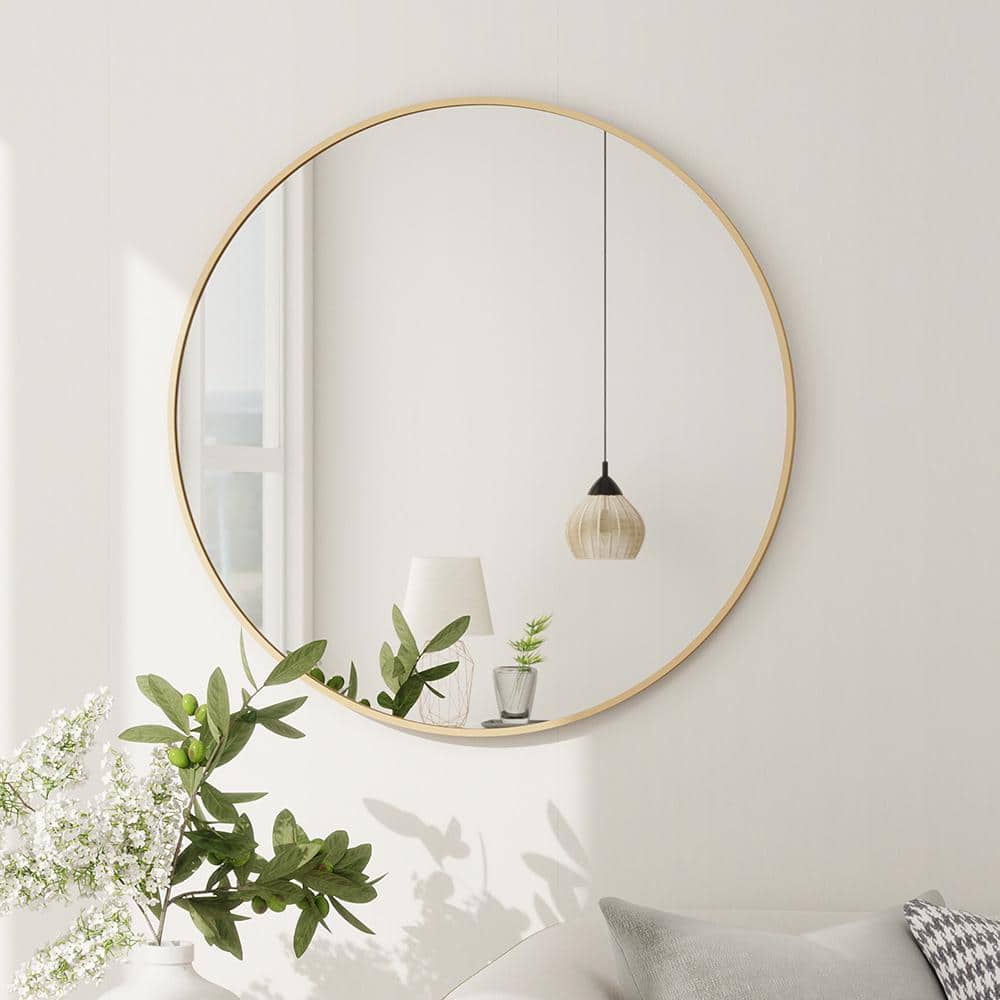Gold 28 in. W x 28 in. H Round Aluminum Framed Circular Wall Mirror price history on PriceWatchPro