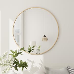 Gold 28 in. W x 28 in. H Round Aluminum Framed Circular Wall Mirror