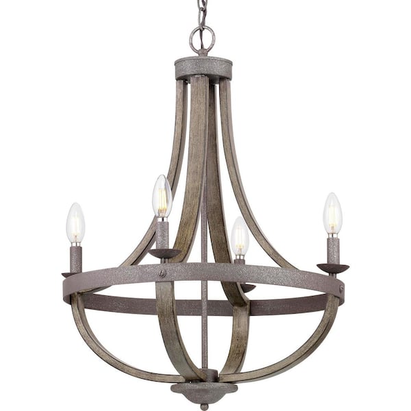Home Decorators Collection Keowee 21 In, Antique White Iron Cage Chandelier