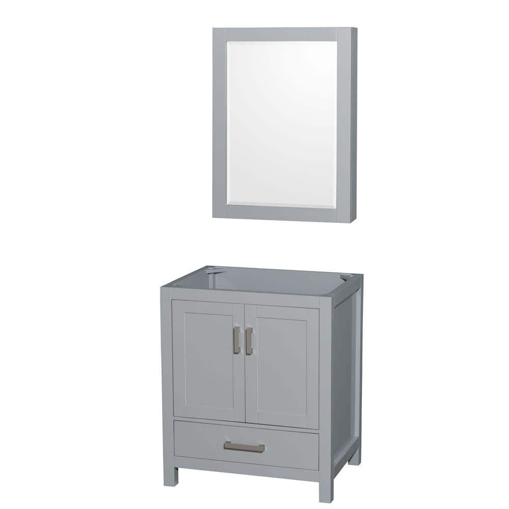 Sheffield 29 in. W x 21.75 in. D x 34.5 in. H Single Bath Vanity Cabinet without Top in Gray with MC Mirror price history on PriceWatchPro
