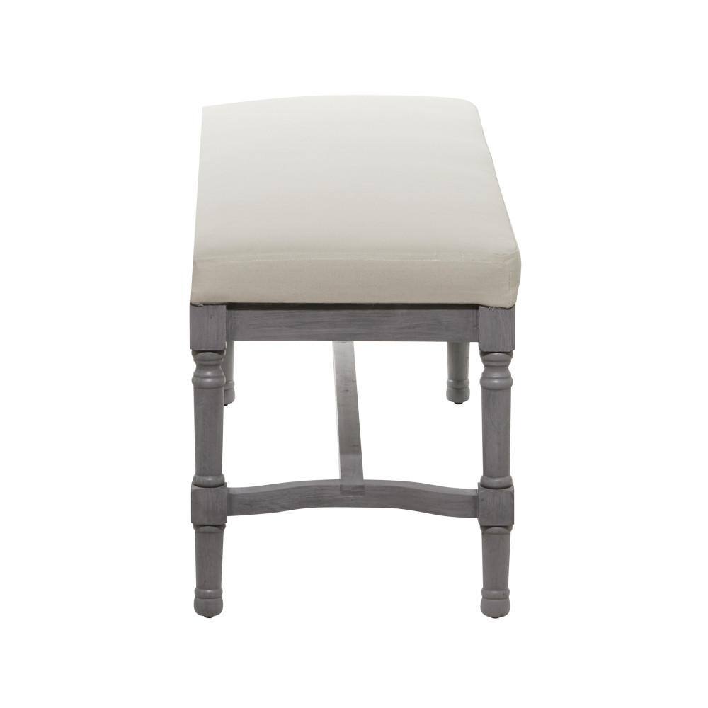 Traditional Gray Solid Wood Bedroom Bench with Upholstered Seat, 47" x 16" x 18"