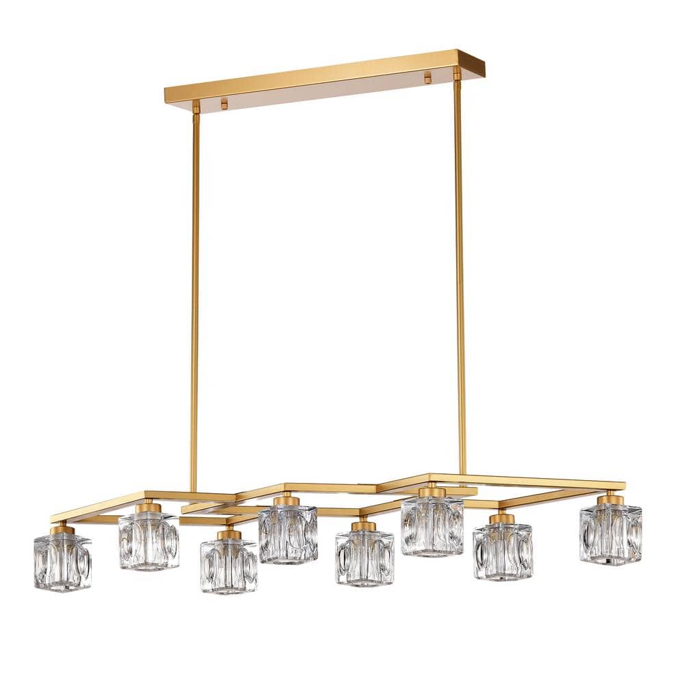 38.4 in. 8-Light Gold Modern Semi-Flush Mount Crystal Chandelier With Crystal Shade and 8-G9 Bulbs Included price history on PriceWatchPro