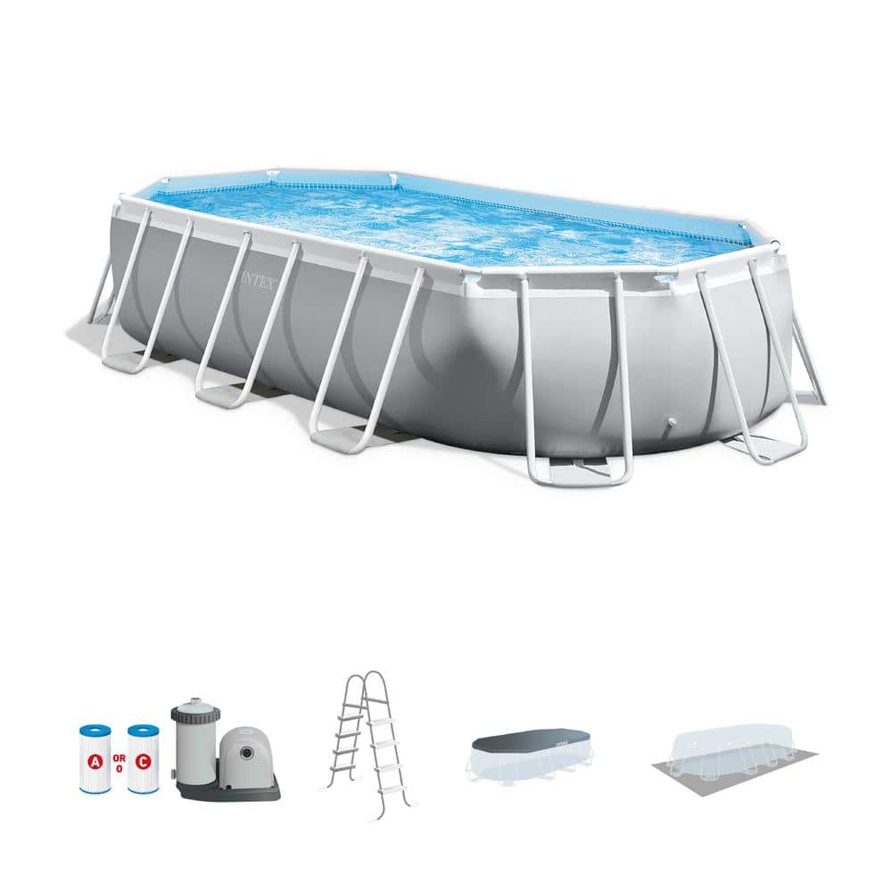 Intex 16.5ft x 9ft x 48in Oval Prism Frame Pool Set with Pump