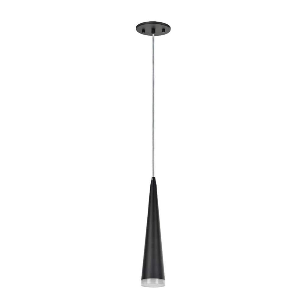 Aspen Creative 61022 Adjustable LED Light Hanging Mini Pendant Ceiling Light, Contemporary Design in Matte Black Finish, Metal Shade,  - 2