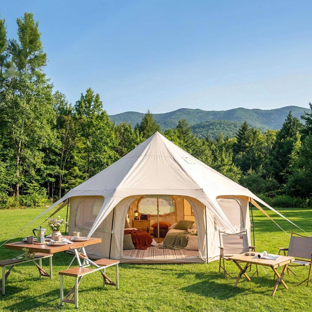10 ft. x 10 ft. 600D Oxford Camping Bell Tent with Stove Jack FF